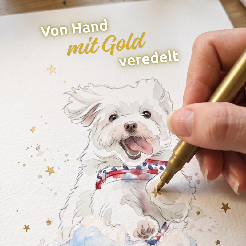 Wolkengold - Haustier Andenken mit Goldveredelung
